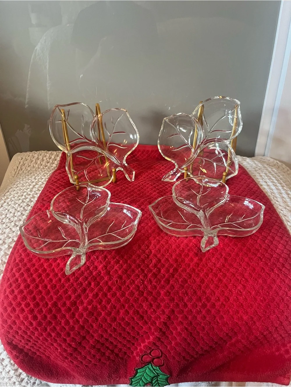 Vintage Hazel-Atlas Clear Glass Divided Leaf Dish - 3-Section Relish & Candy 538